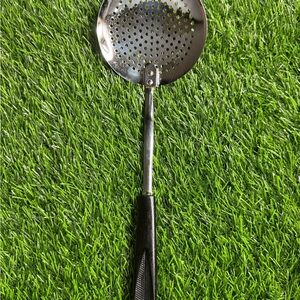 EKCO Skimmer Strainer Spoon USA Vintage Kitchen Utensil 12.5" Black Handle